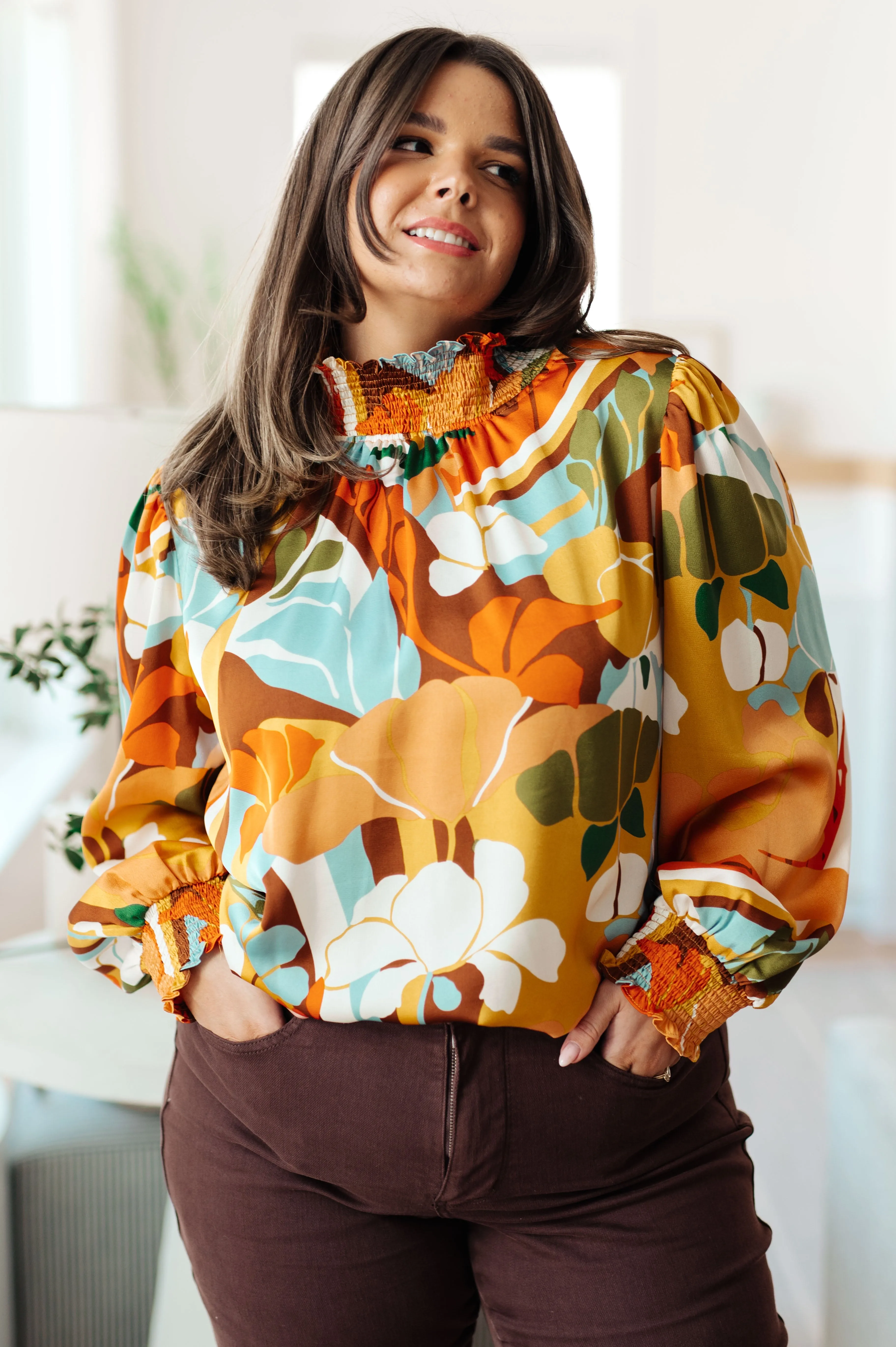 All Together Now Mock Neck Blouse - Jodifl