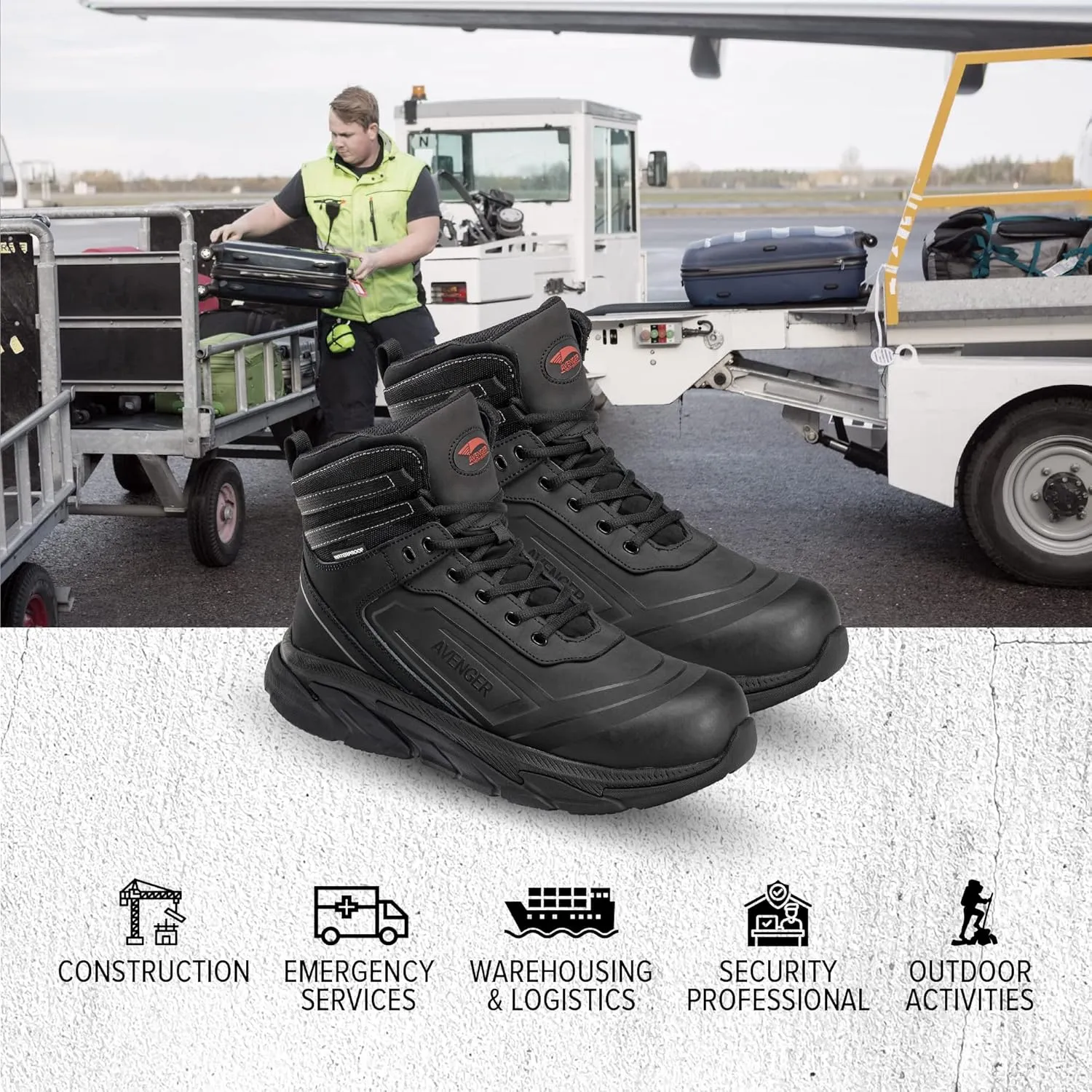 Avenger Work Boots Men's Aluminum Toe A251 Industrial Shoe