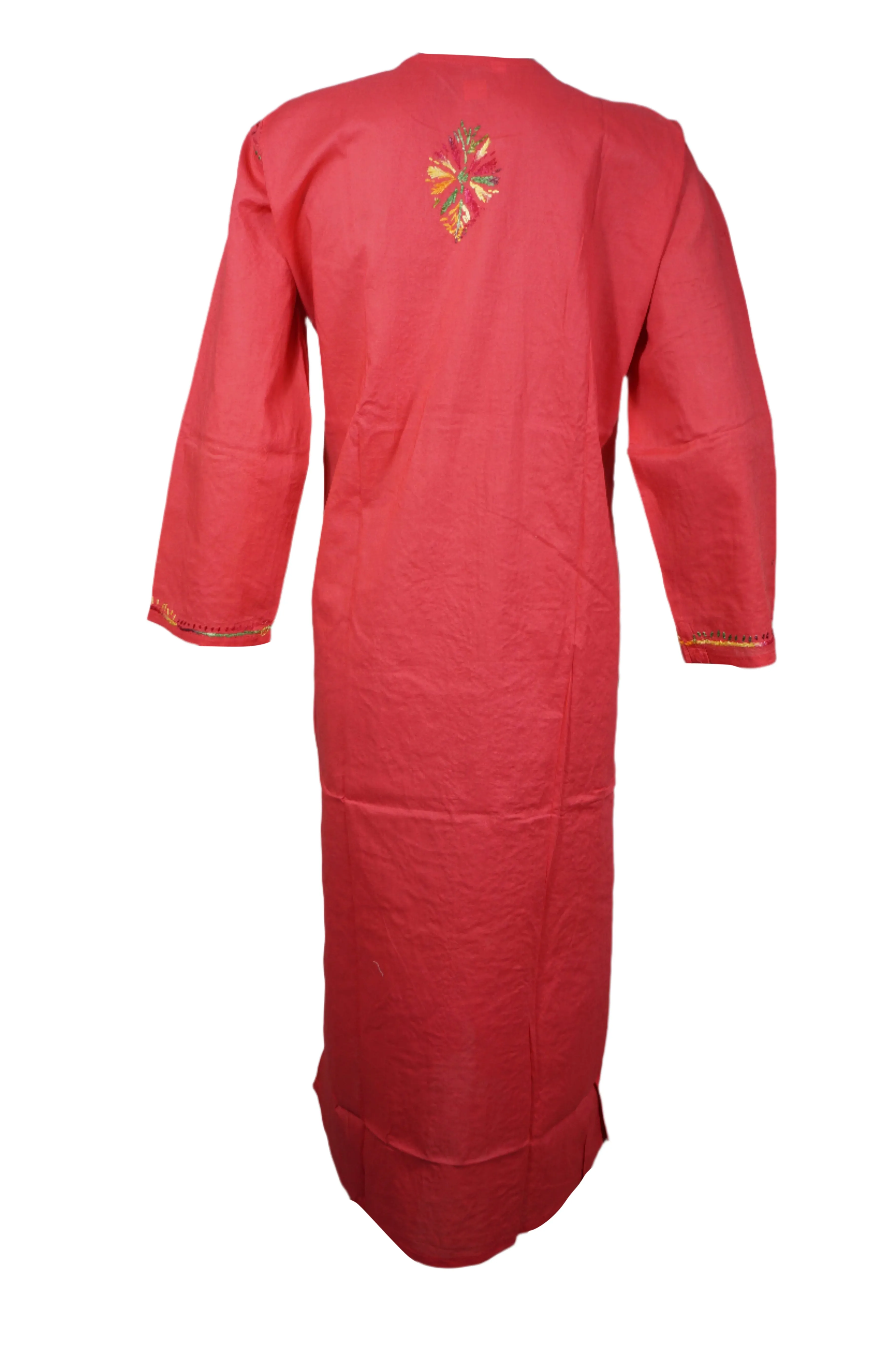 Boho Chic Summer Kurti in Rose Red – Lightweight Cotton with Intricate Embroidery L