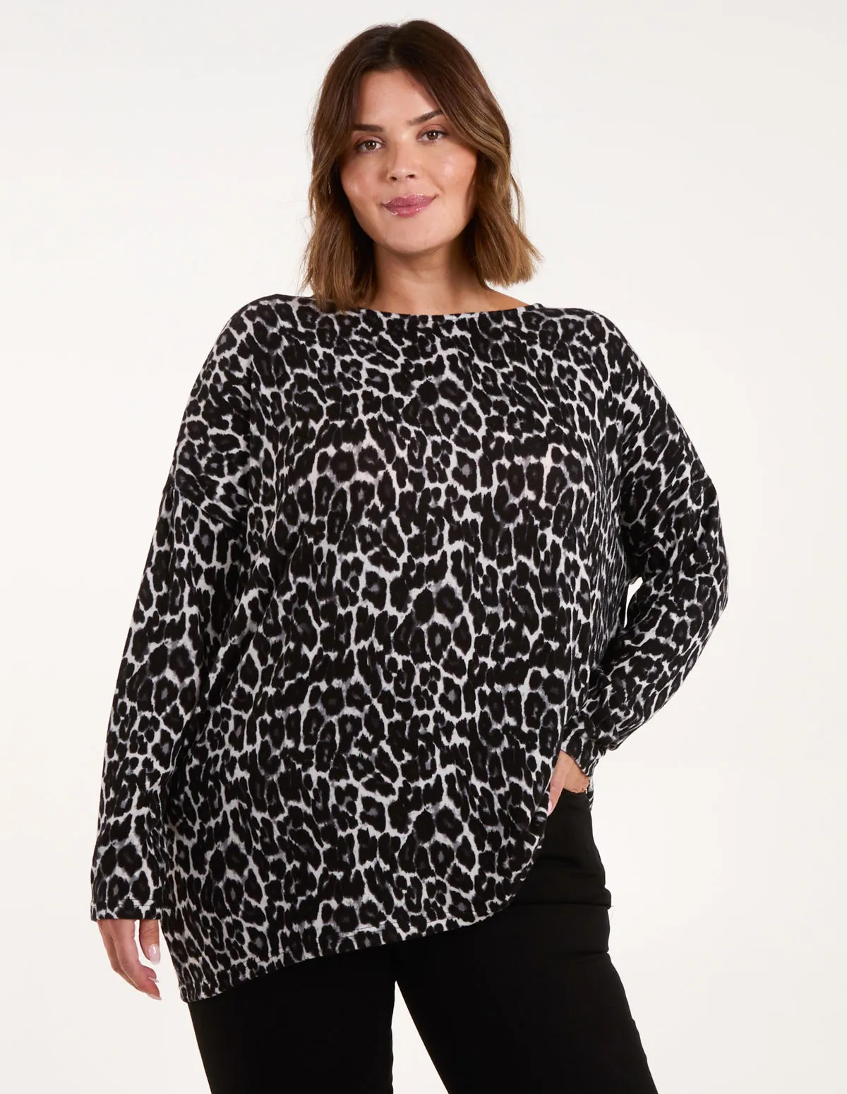 Curve Leopard Tie Back Cut And Sew Top