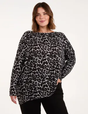 Curve Leopard Tie Back Cut And Sew Top