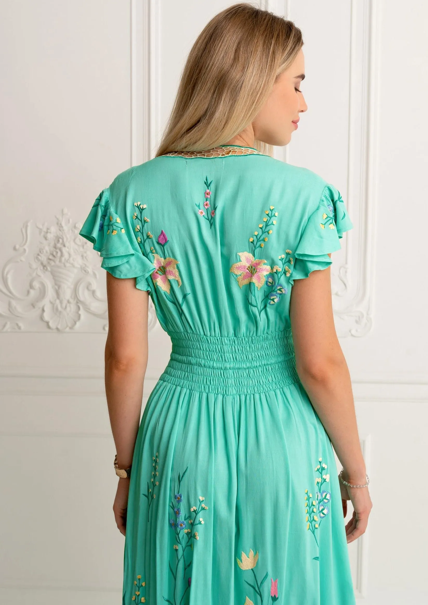 Embroidered Maxi Dress Flores Gown