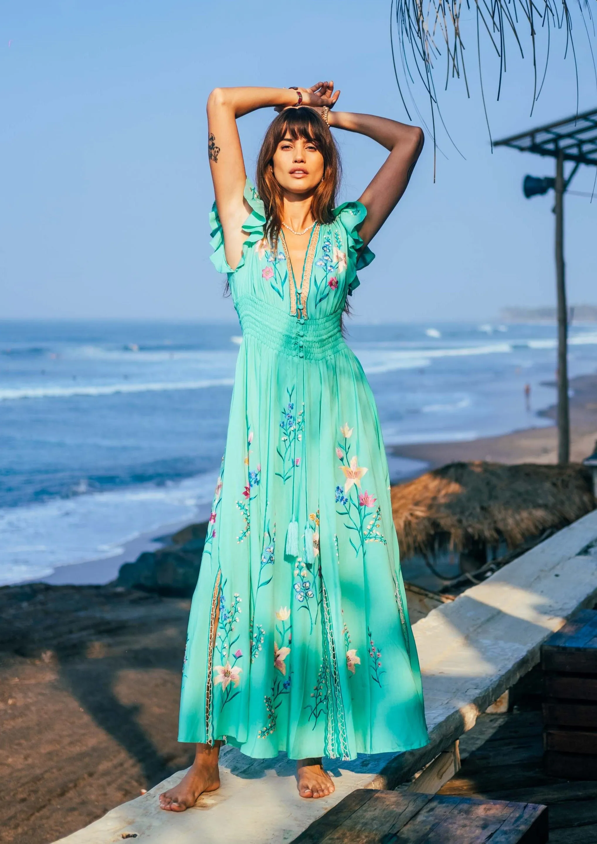 Embroidered Maxi Dress Flores Gown