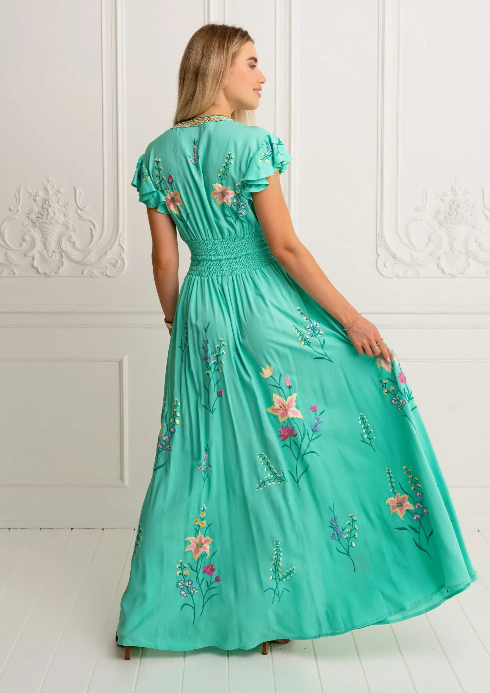 Embroidered Maxi Dress Flores Gown