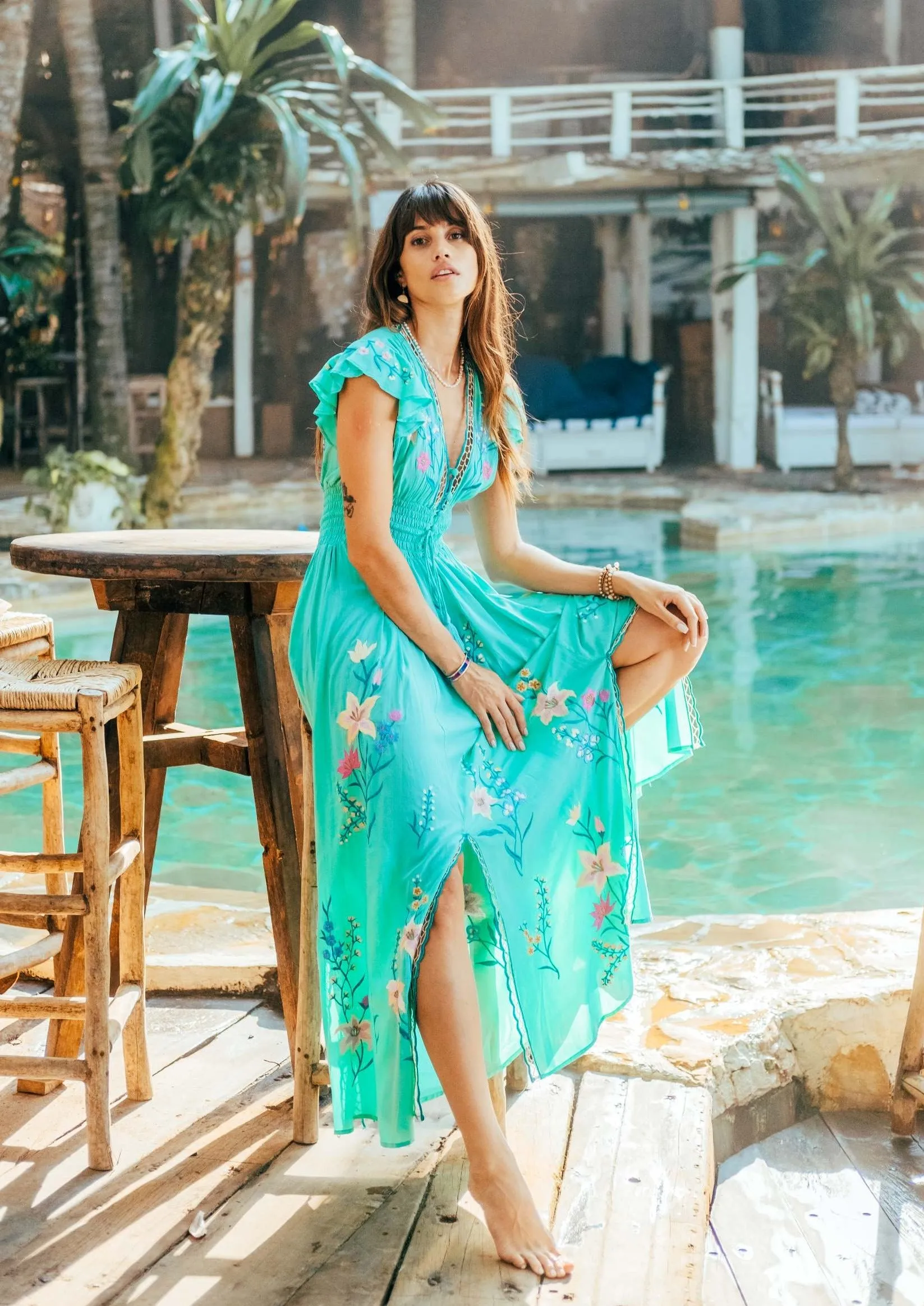 Embroidered Maxi Dress Flores Gown