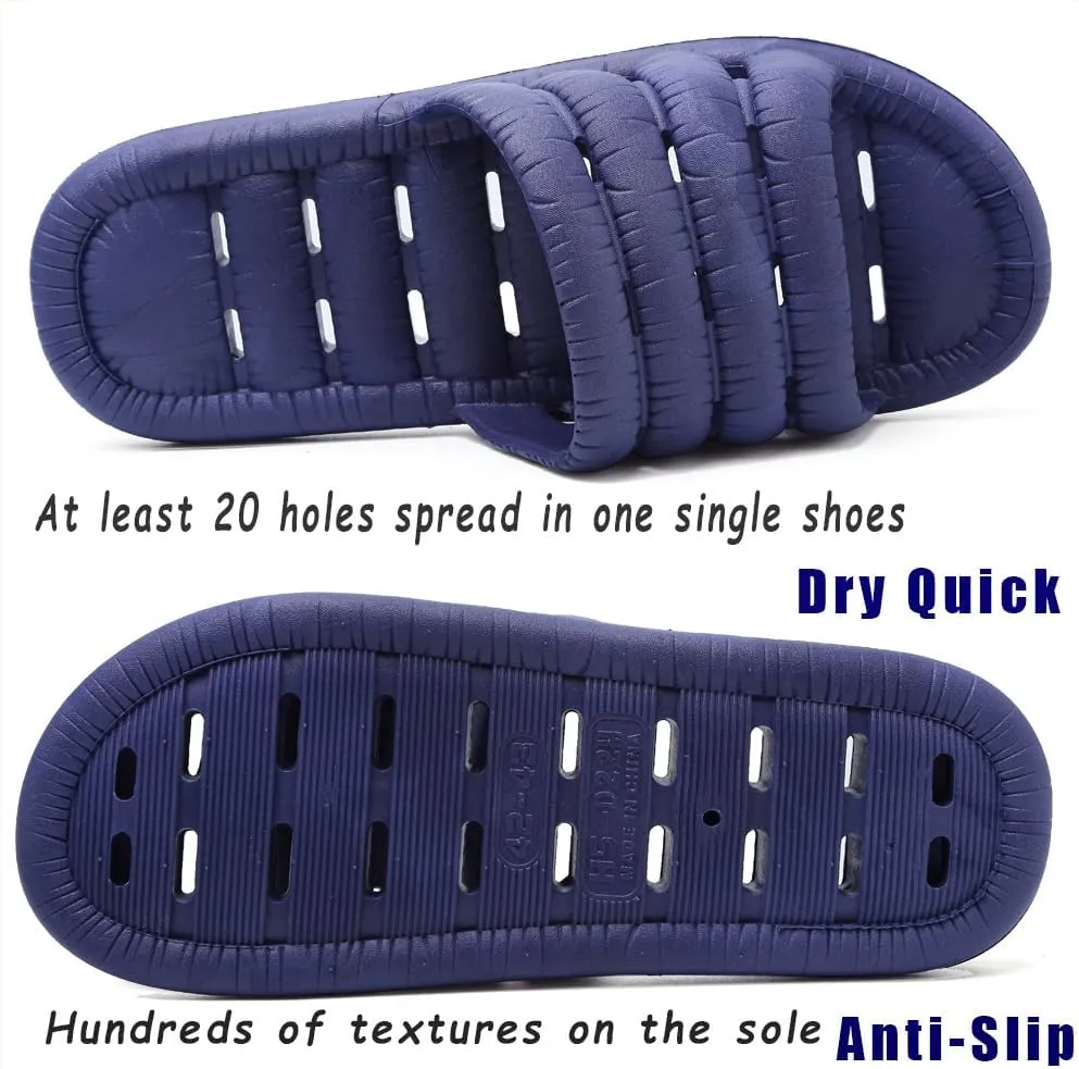 FINLEEO Shower Sandals with Drainage Holes - Quick Drying Bathroom & Gym Slippers for Men and Women