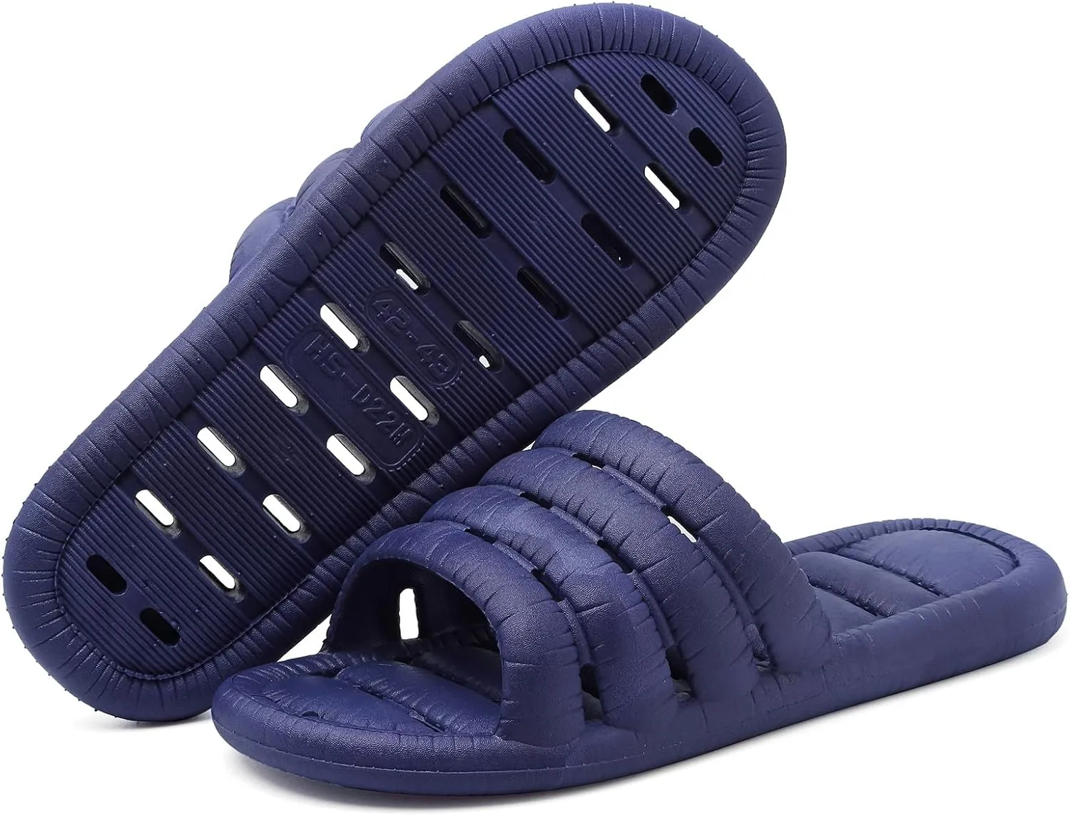 FINLEEO Shower Sandals with Drainage Holes - Quick Drying Bathroom & Gym Slippers for Men and Women