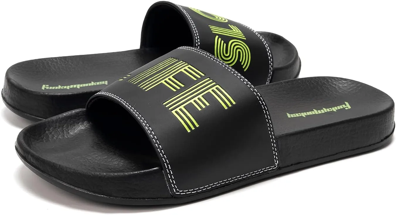 FUNKYMONKEY Men's Casual Sandal Slippers Outdoor Indoor Slide for Men