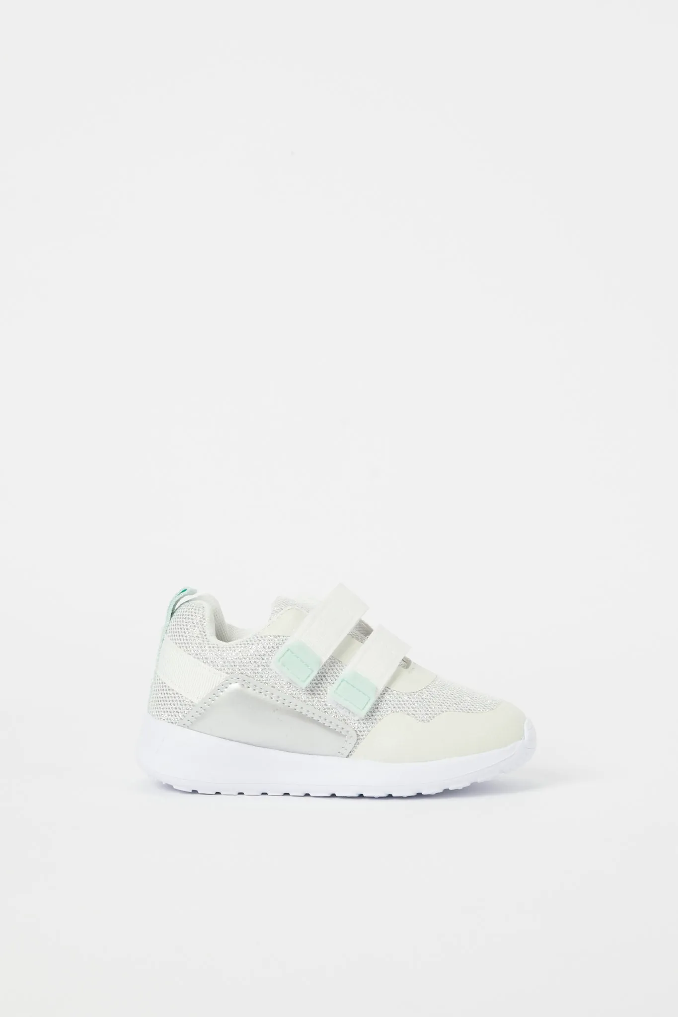 Girls White Double Velcro Strap Trainer