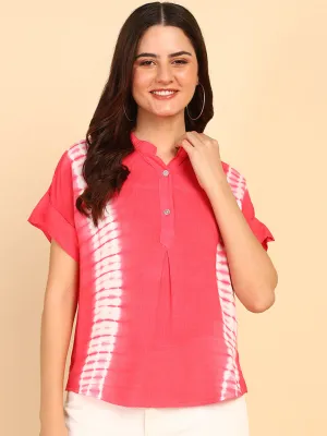 Hand Tie Dyed Fuchsia Top for Women
