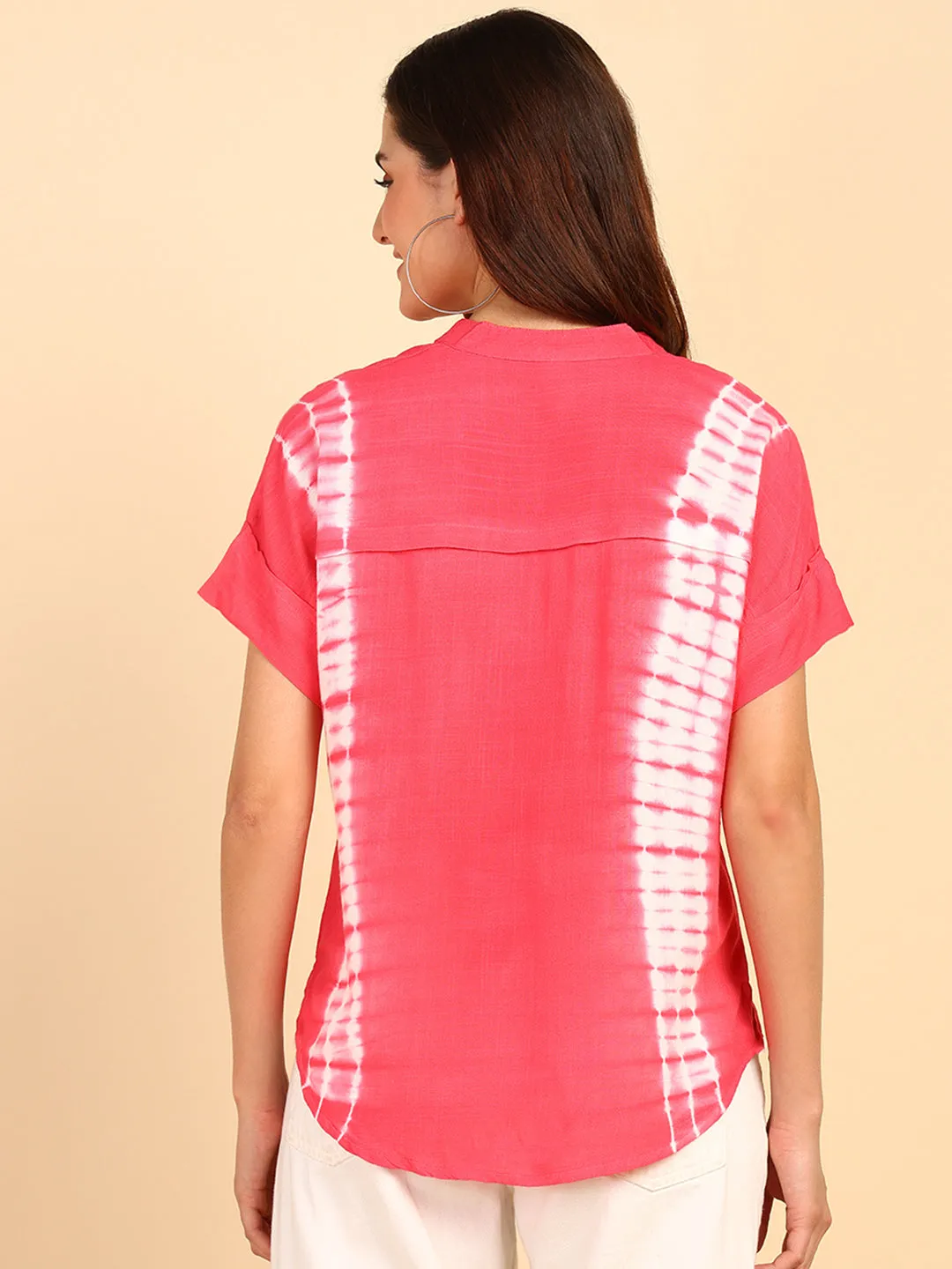 Hand Tie Dyed Fuchsia Top for Women