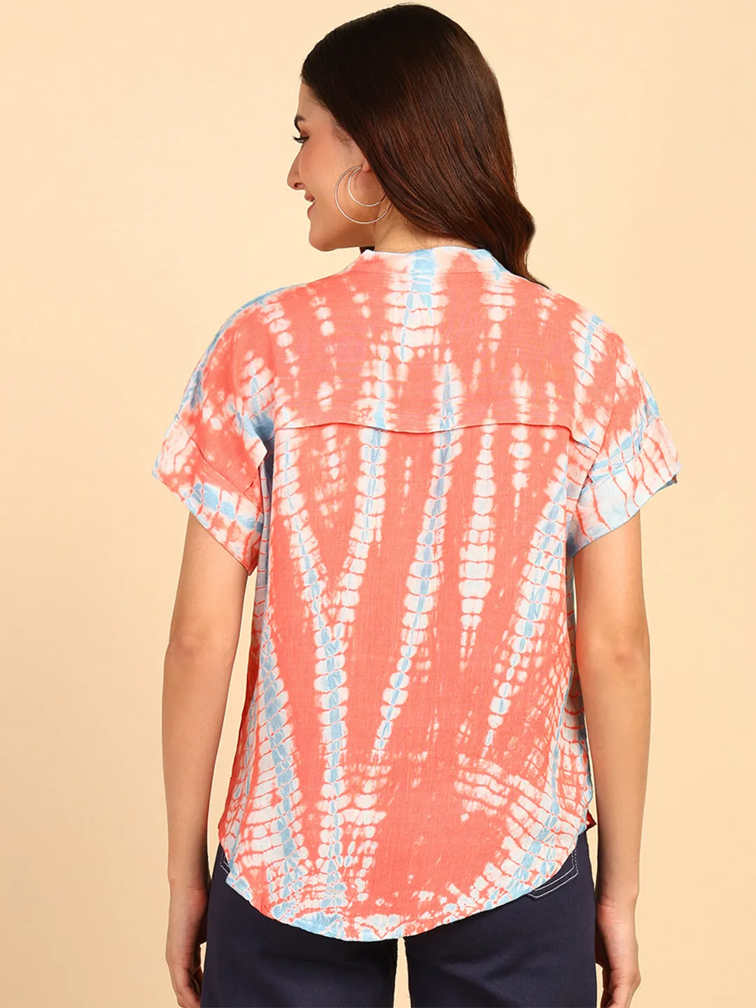 Hand Tie Dyed Red  Top for Women
