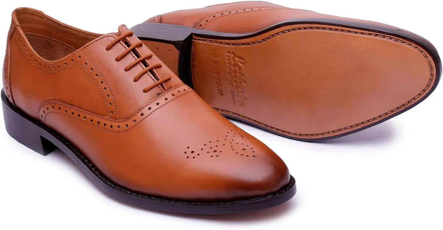 Handmade Brogue Oxford Goodyear Welted Genuine Leather Lace up Dress Shoes