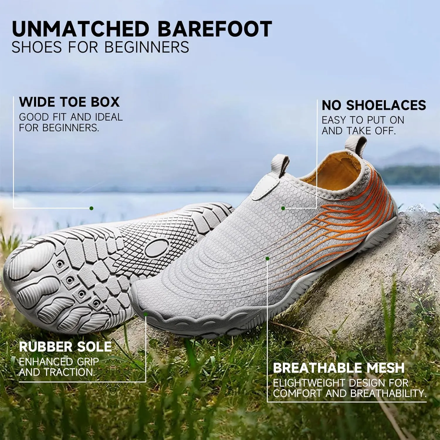 Hike Barefoot Shoes for Womens Mens, 2025 New Comfortable Healthy&Non-Slip Barefoot Vitality Shoes Women's Minimalist Athletic Footwear, Wide Toe Box Water Shoe for Women Men,Hiking Walking Daily Wear