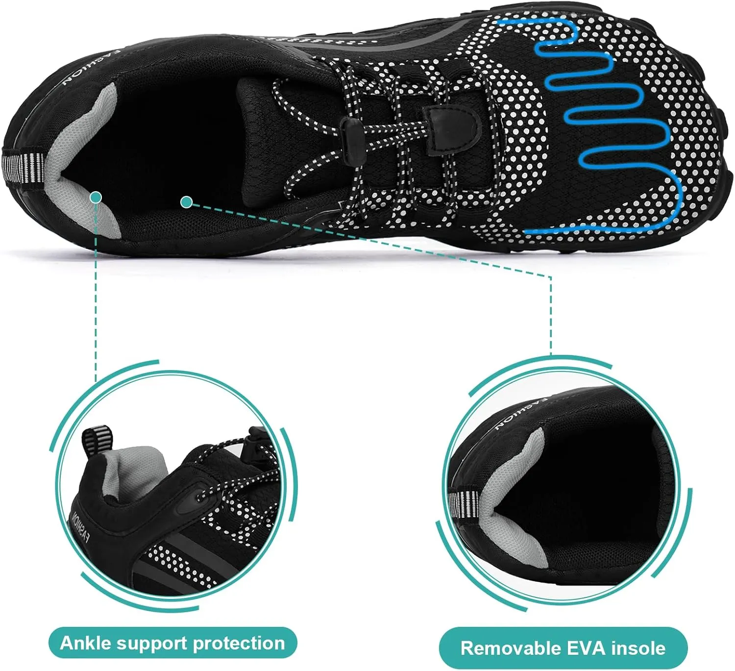 Hike Barefoot Shoes Womens Mens, Thick Barefoot Water Shoes Mens Women Non-Slip & Wide Toe Zero Drop Lightweight Minimalist Footwear for Workout Hiking Trail Running Causl
