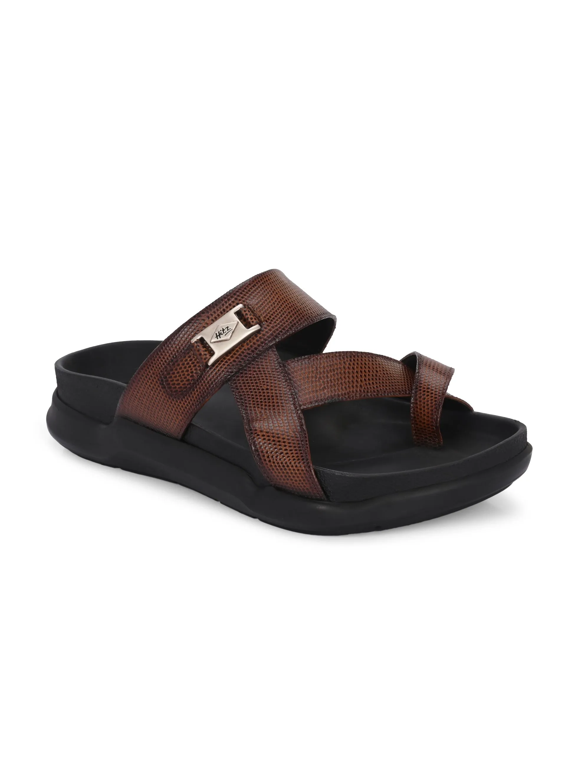 Hitz Men's Tan Leather Daily Wear Slipper
