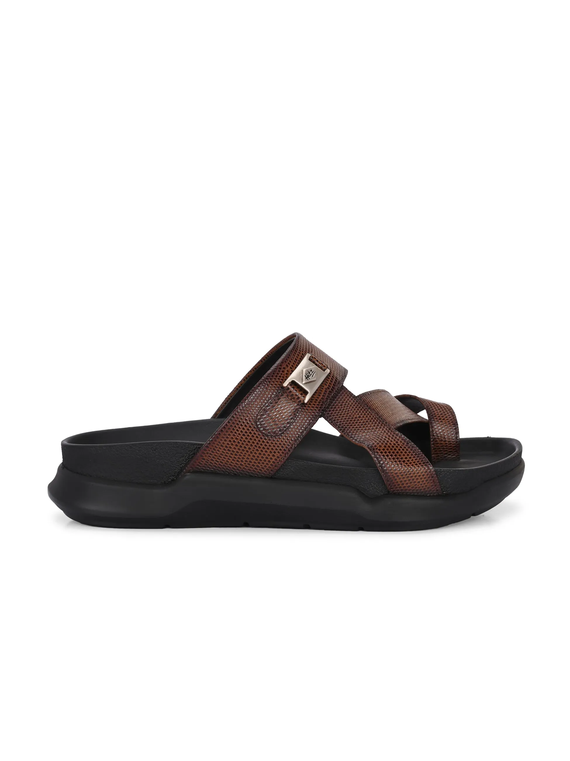 Hitz Men's Tan Leather Daily Wear Slipper