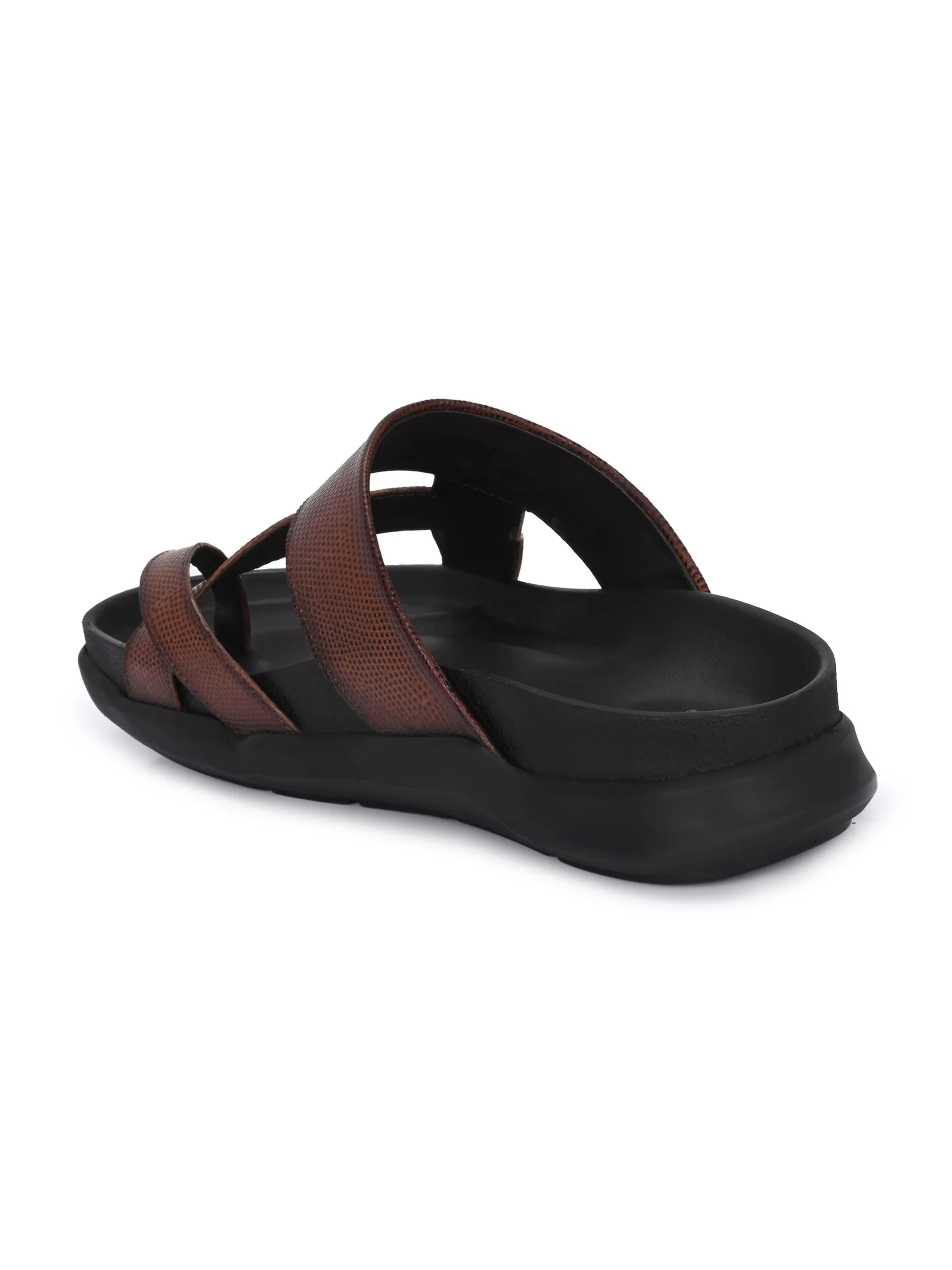 Hitz Men's Tan Leather Daily Wear Slipper