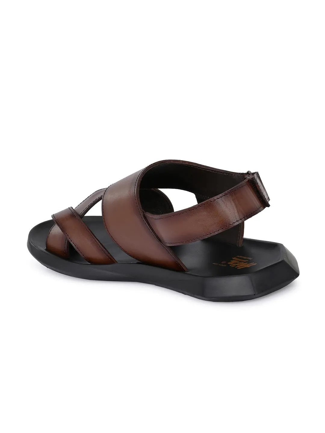 HITZ4802 Men's Brown Leather Velcro Sandals