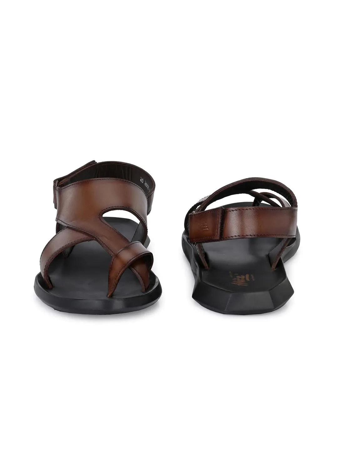 HITZ4802 Men's Brown Leather Velcro Sandals