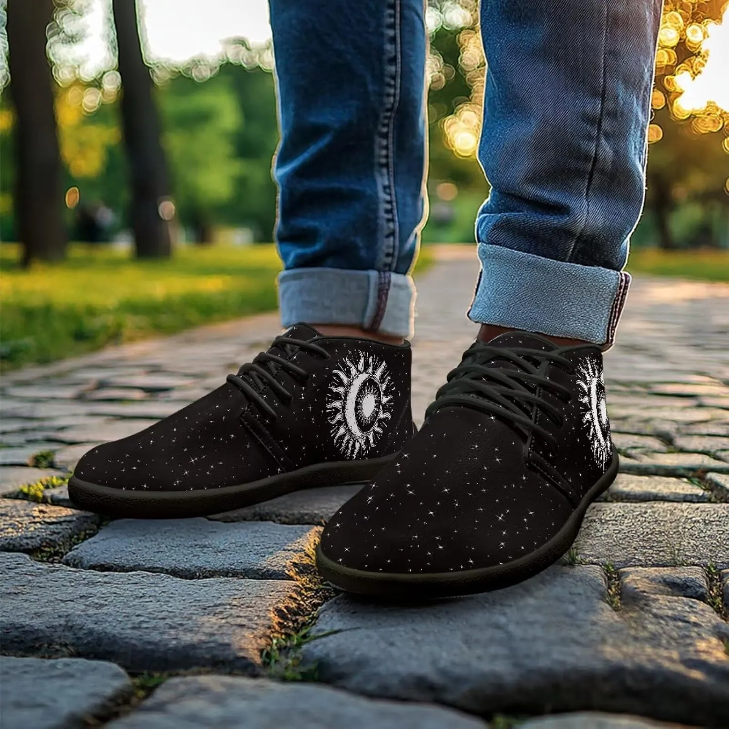 Howilath Galactic Starry Sky Barefoot Running Shoes for Men Low Zero Drop Sneaker Anti-Skid Casual Minimalist Shoes
