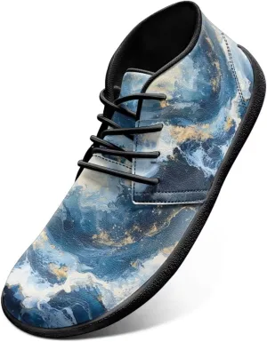 Howilath Marble Print Barefoot Sneakers Men Low Top Extra Width Anti-Skid Running Cross Training Shoe