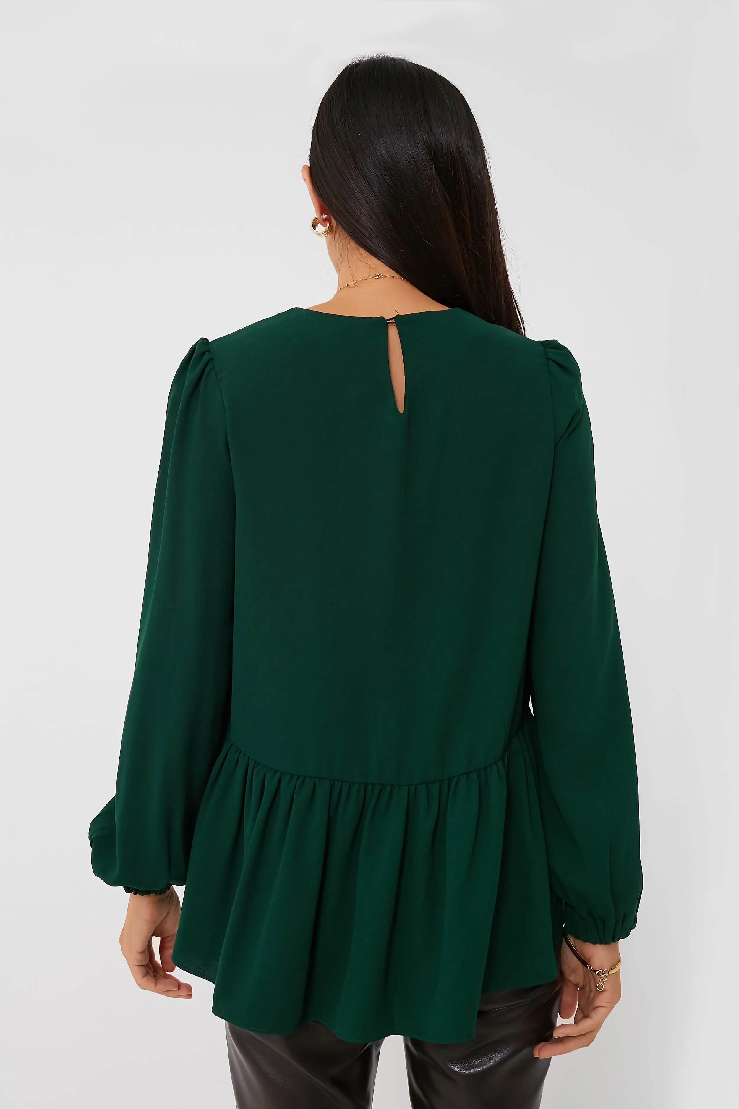 Hunter Green Carlota Peplum Blouse
