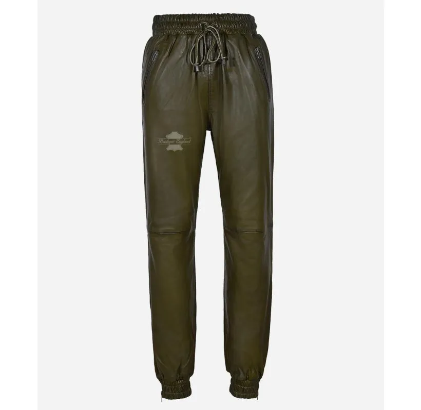 JOGGERS Ladies Leather Pants Jogging Trousers Premium Leather Draw Pants