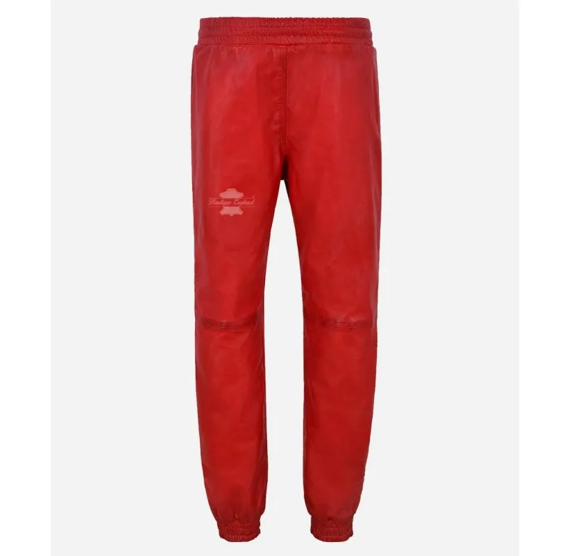 JOGGERS Ladies Leather Pants Jogging Trousers Premium Leather Draw Pants