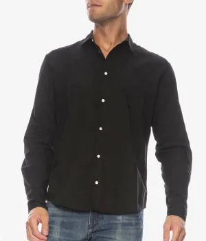 Luke Woven Poplin Shirt in Black