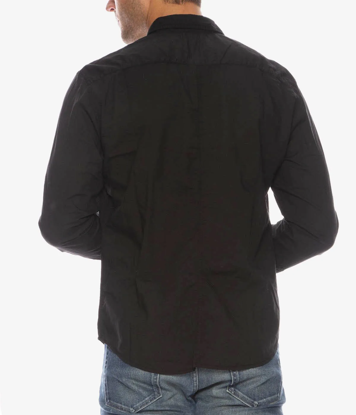 Luke Woven Poplin Shirt in Black
