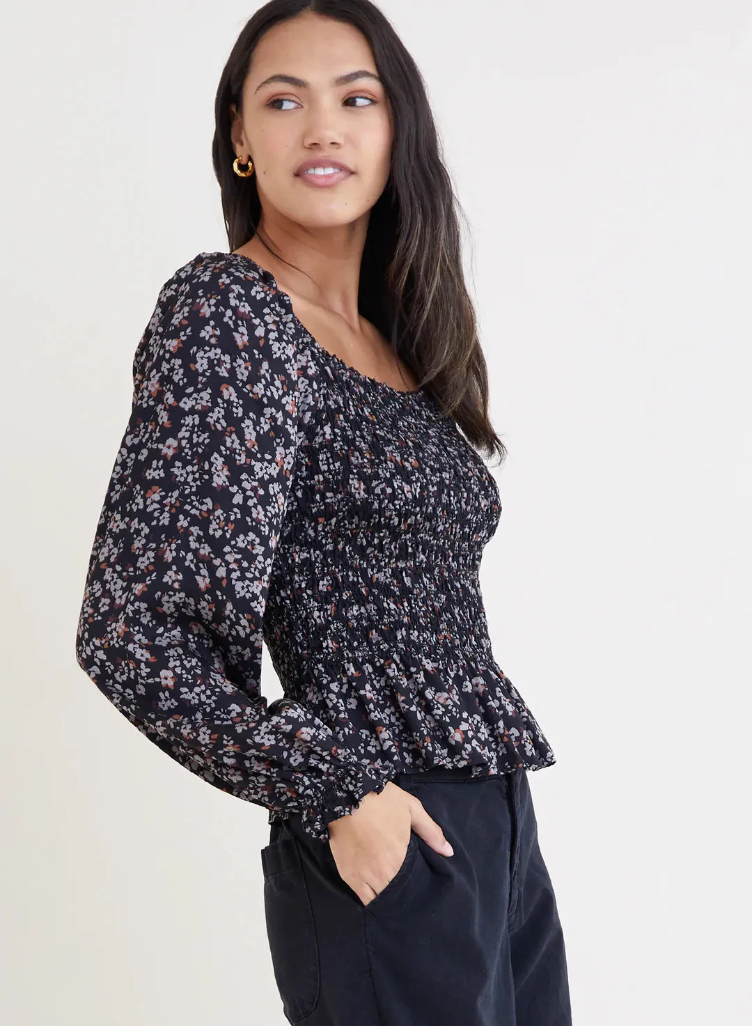 Marguerite Long Sleeve Smocked Top