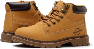 Men's cowhide leather upper steel-toed shoes indestructible puncture-proof work shoes waterproof lightweight and comfortable all-season safety shoes ideal for construction industry