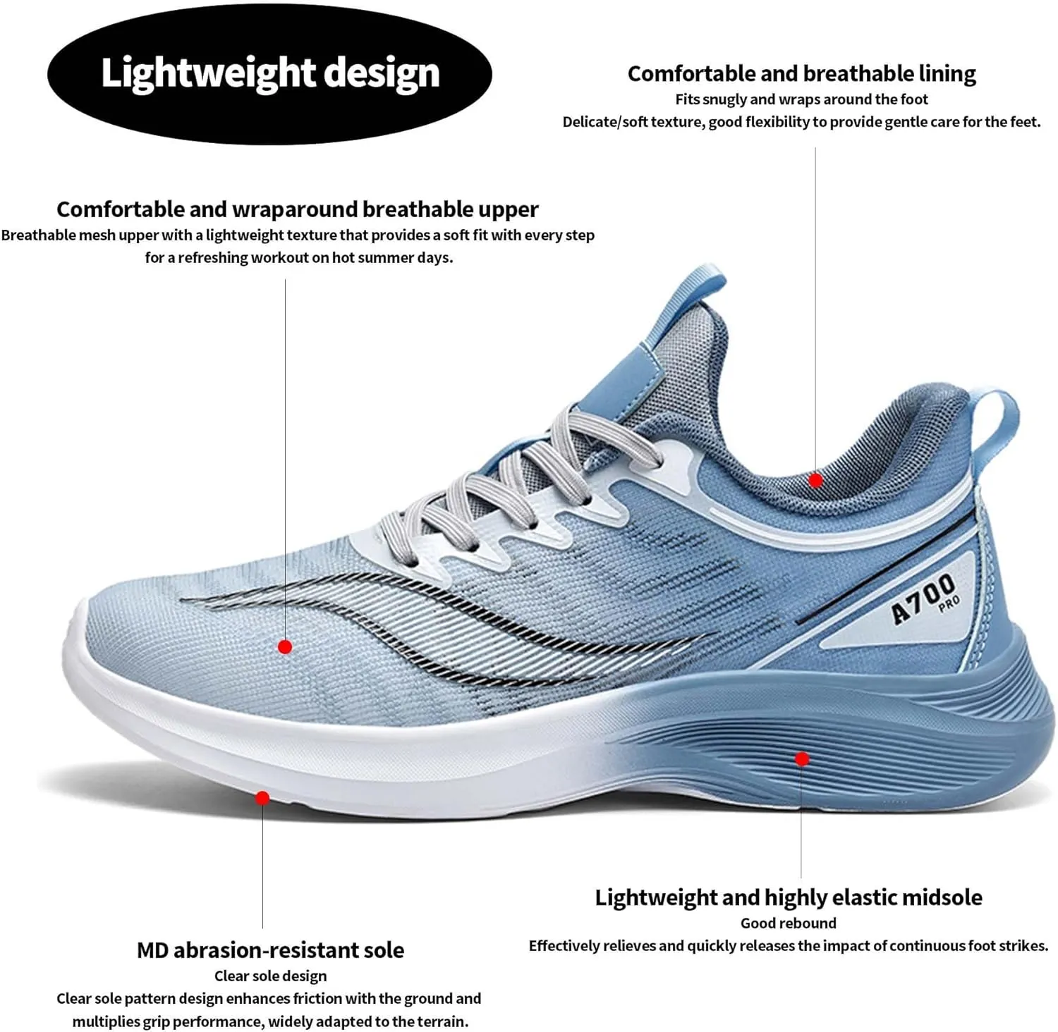 Men's Running Shoes Fashion Sneakers Lightweight Breathable Mesh Lace Up Mesh Walking Shoes Workout Casual Sports Shoes Cross Training Sneakers Women's Running Shoes