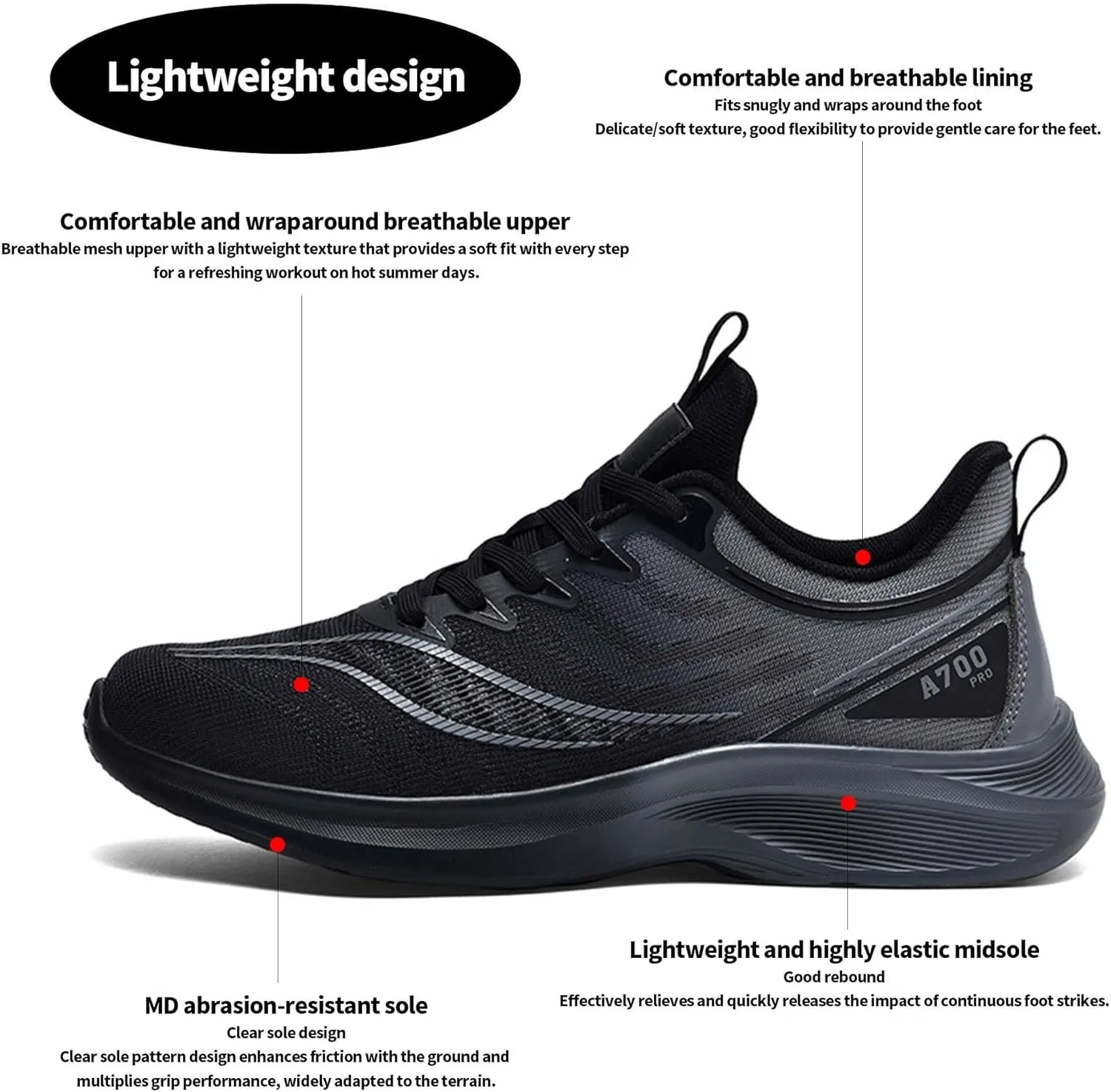 Men's Running Shoes Fashion Sneakers Lightweight Breathable Mesh Lace Up Mesh Walking Shoes Workout Casual Sports Shoes Cross Training Sneakers Women's Running Shoes