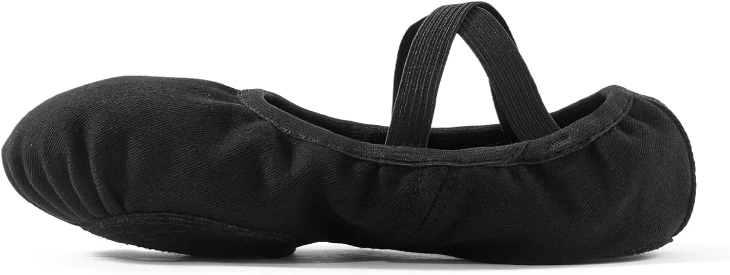 missfiona Ballet Shoes Women Stretch Canvas Performa Dance Slipper Split Sole Dance Flat for Adult