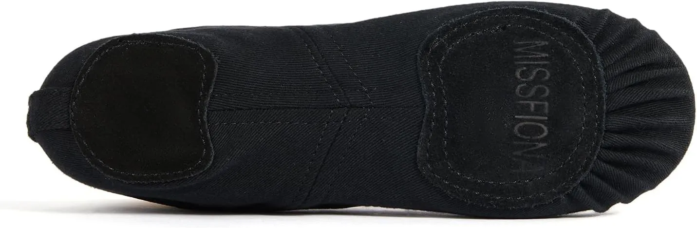 missfiona Ballet Shoes Women Stretch Canvas Performa Dance Slipper Split Sole Dance Flat for Adult