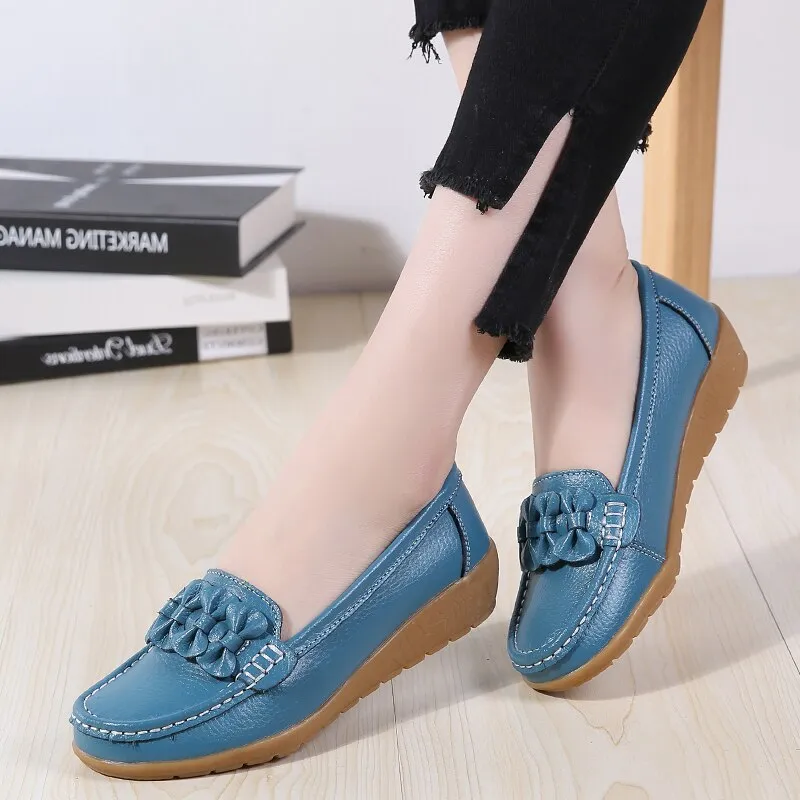 Mocassim Feminino Couro Antideslizamento