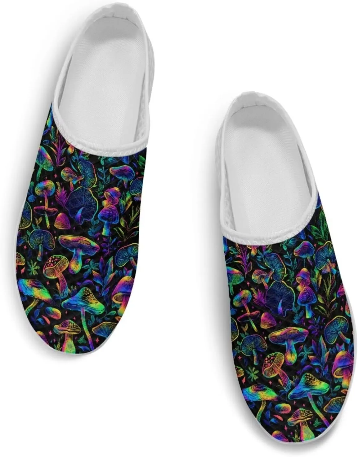 Novelty Mushrooms Women's Slip On Mule Sneakers Anti-Slip Walking Shoes with Elastic Thick Sole for Outdoor Indoor