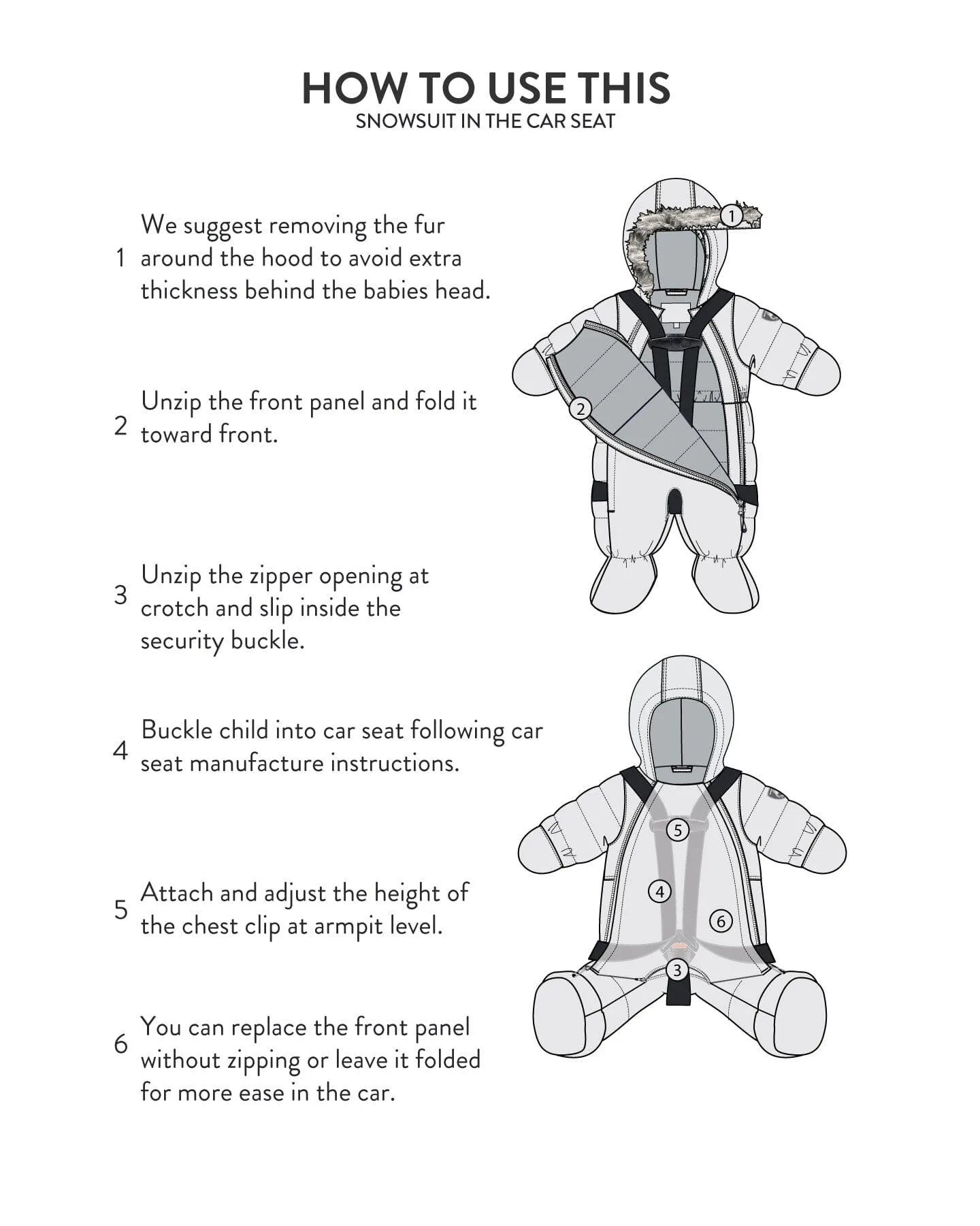 One Piece Baby Snowsuit Pink Bears Designed For Car Seat