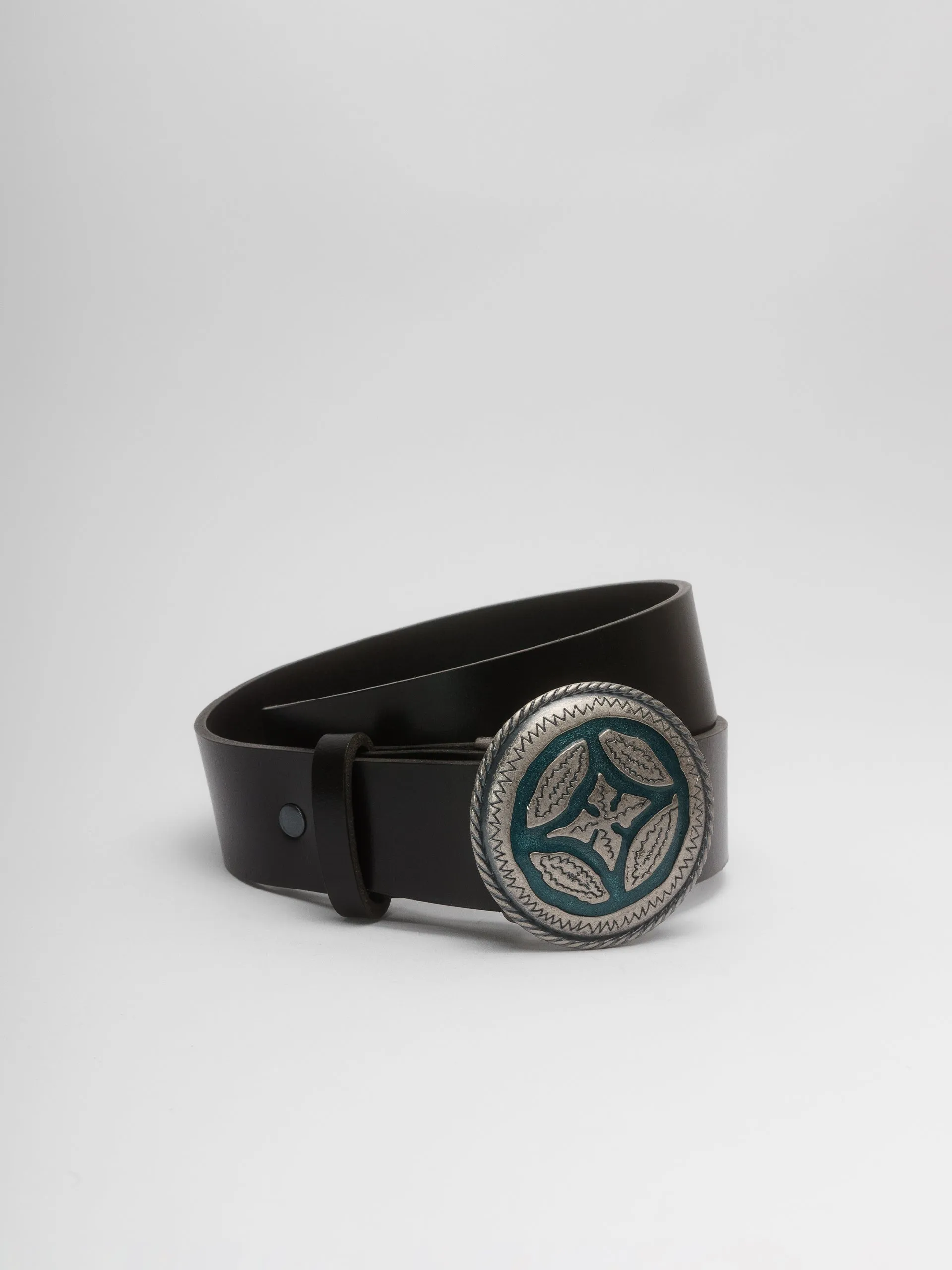 PIECES by The Lair PIECES by The Lair Vintage Italian Buckle Burnished Belt 1 Black XS-S