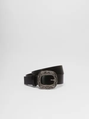 PIECES by The Lair Vintage Italian Buckle Burnished Belt 2 Black XS-XL