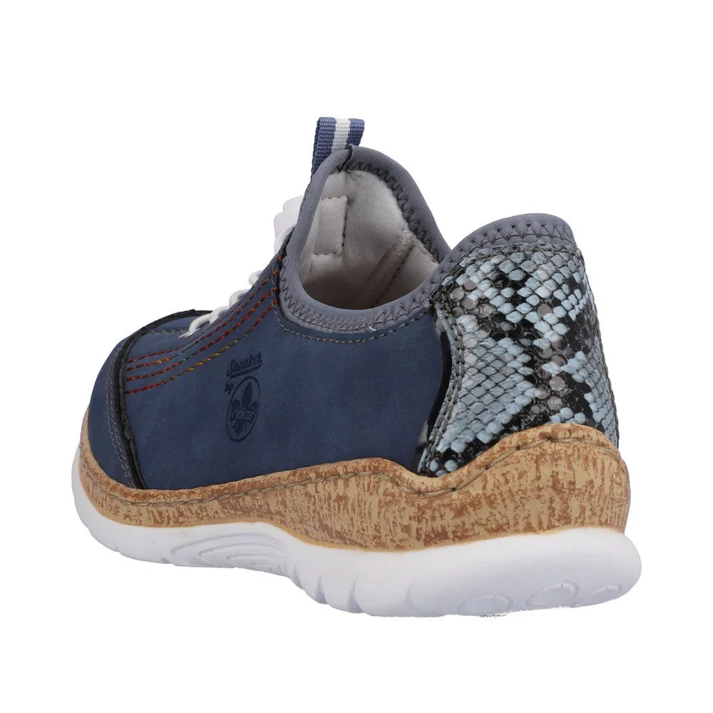Rieker N42T0-14 Ladies Jeans Blue Textile Slip On Trainers
