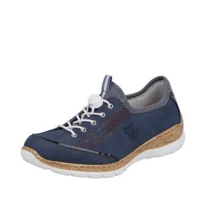 Rieker N42T0-14 Ladies Jeans Blue Textile Slip On Trainers