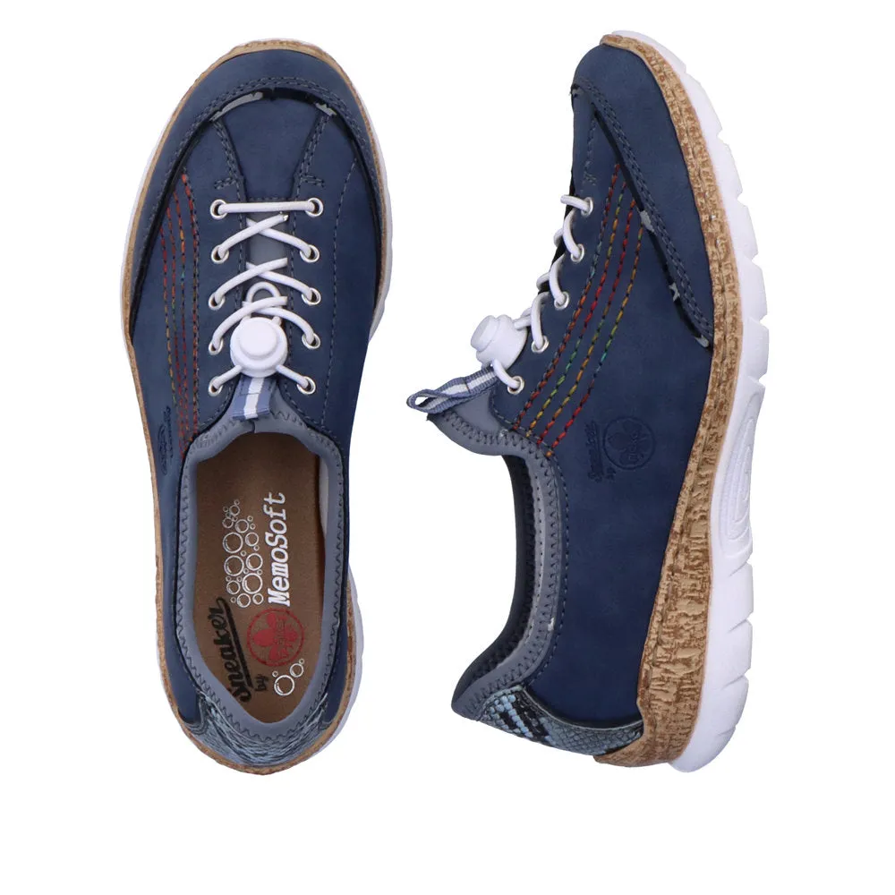 Rieker N42T0-14 Ladies Jeans Blue Textile Slip On Trainers