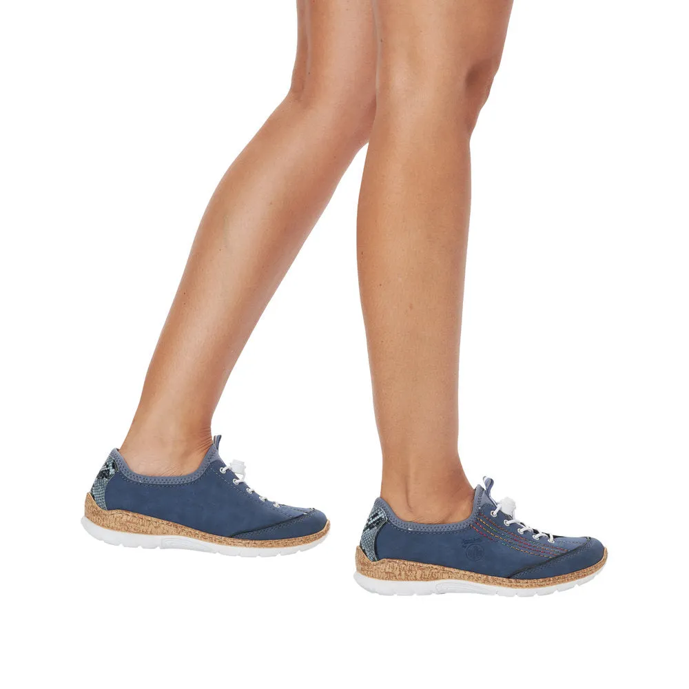Rieker N42T0-14 Ladies Jeans Blue Textile Slip On Trainers