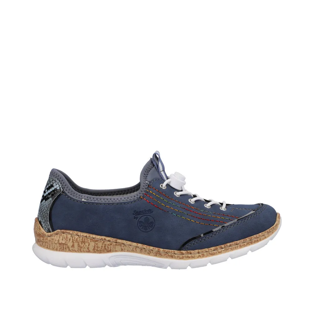 Rieker N42T0-14 Ladies Jeans Blue Textile Slip On Trainers