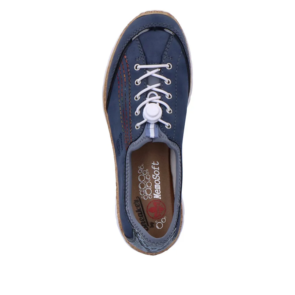 Rieker N42T0-14 Ladies Jeans Blue Textile Slip On Trainers
