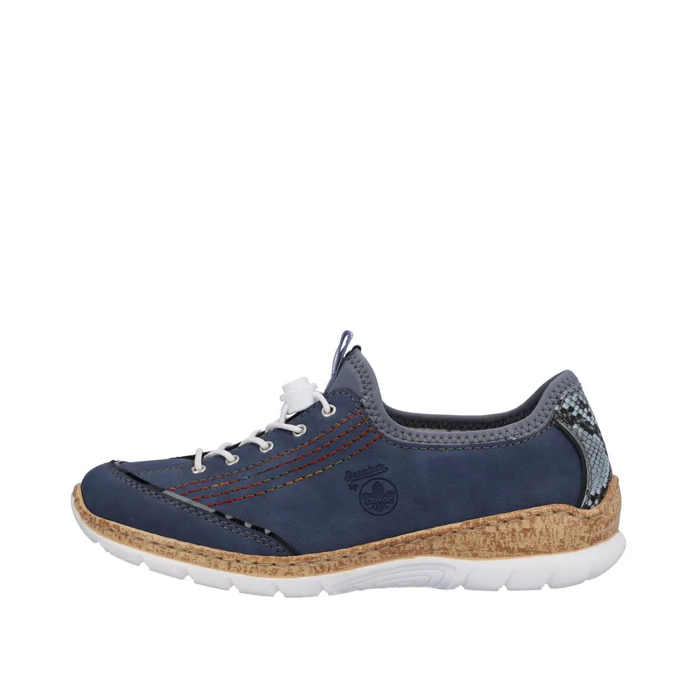 Rieker N42T0-14 Ladies Jeans Blue Textile Slip On Trainers