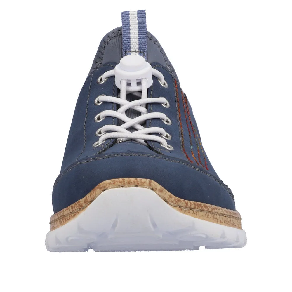 Rieker N42T0-14 Ladies Jeans Blue Textile Slip On Trainers